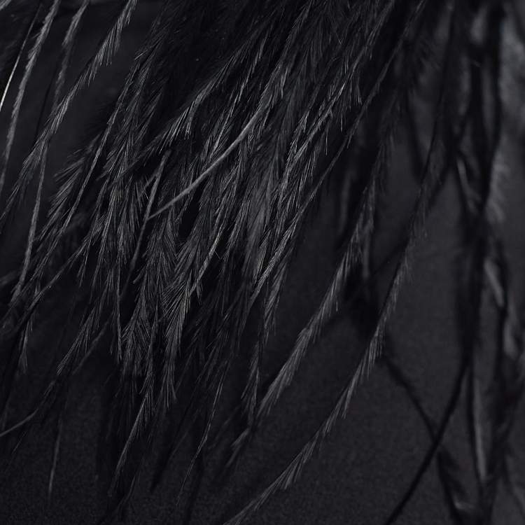 Pre Owned Brunello Cucinelli Dark Grey Crepe Feather Epaulette Detail Maxi Dress S