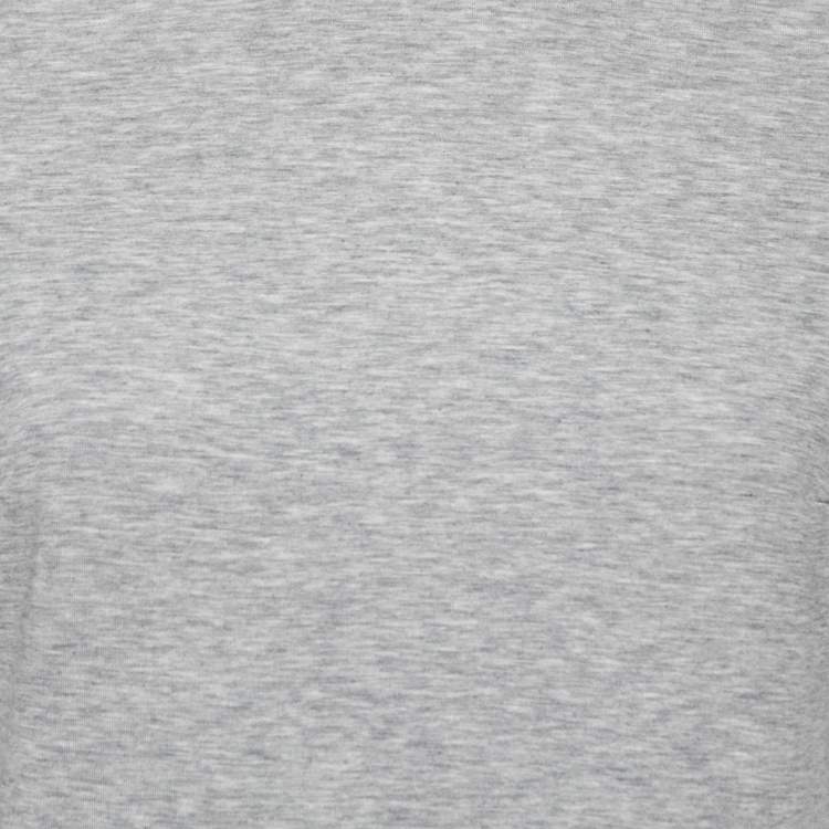 Pre Owned Brunello Cucinelli Grey Stretch-Cotton Layered Ruffle Bottom Dress M   