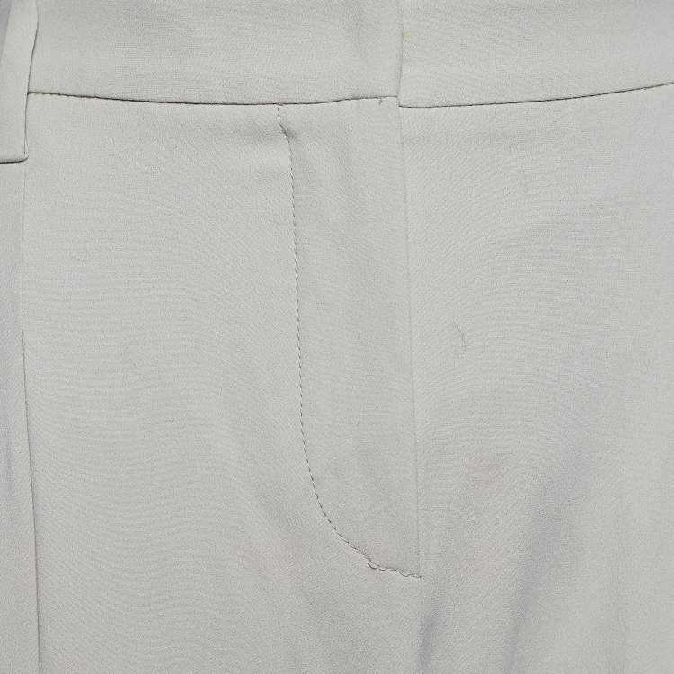Pre Owned Brunello Cucinelli Pale Grey Crepe Tapered Trousers M Waist 30"