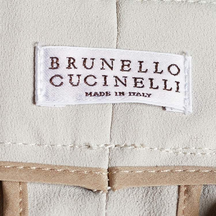 Pre Owned Brunello Cucinelli Pale Grey Crepe Tapered Trousers M Waist 30"