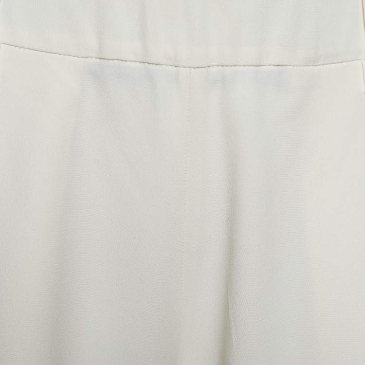 Pre Owned Brunello Cucinelli Ivory Silk Crepe Elasticized Waist Pants M 
