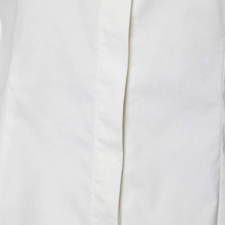 Pre Owned Brunello Cucinelli Off-White Cotton Monili Detail Long Sleeve Shirt S