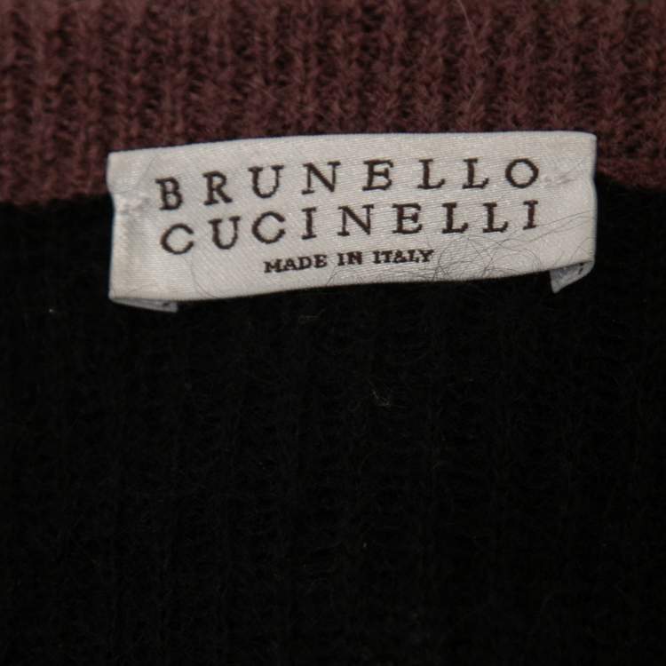 Pre Owned Brunello Cucinelli Multicolor Metallic Striped Pattern Knit Sweater M