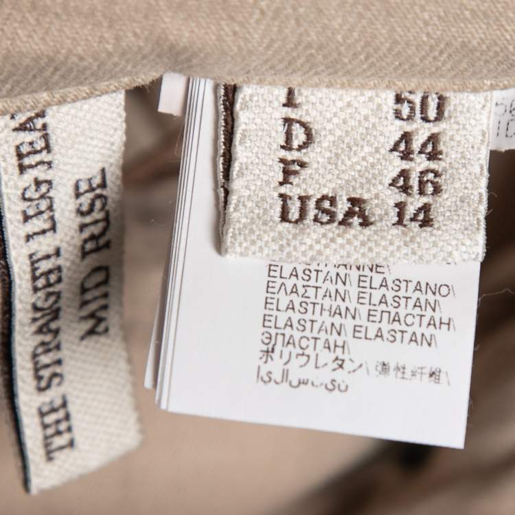 Pre Owned Brunello Cucinelli Beige Cotton Bead Trim Detail Trousers XL