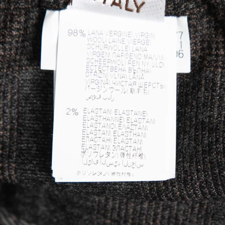 مملوكة مسبقًا Brunello Cucinelli Charcoal Grey Wool Rib Knit Trimmed Pants S