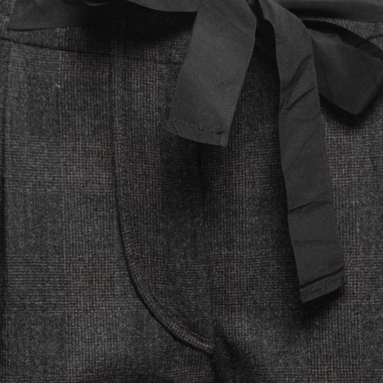 مملوكة مسبقًا Brunello Cucinelli Charcoal Grey Wool Rib Knit Trimmed Pants S