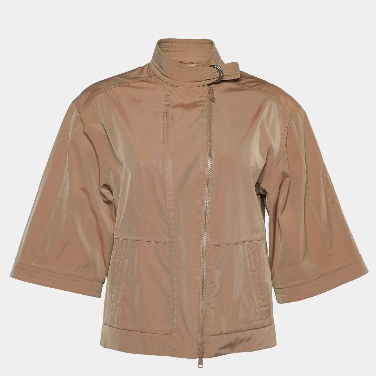 Pre Owned Brunello Cucinelli Bicolor Taffeta Zip Front Jacket S
