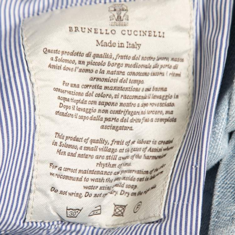 Pre Owned Brunello Cucinelli Light Blue Denim Pleated Cropped Jeans S Waist 28"