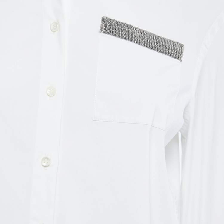 Pre Owned Brunello Cucinelli White Cotton Long Sleeve Button Down Shirt M