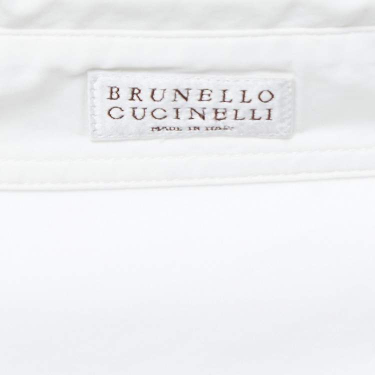 Pre Owned Brunello Cucinelli White Cotton Long Sleeve Button Down Shirt M