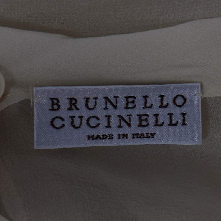 Pre Owned Brunello Cucinelli Cream Silk Sheer Tunic L 