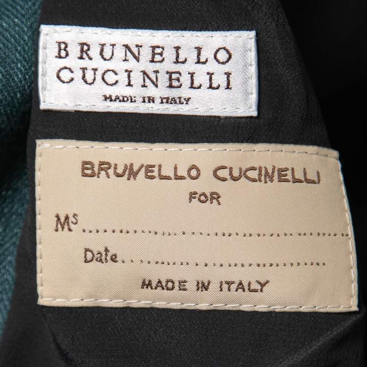 Pre Owned Brunello Cucinelli Green Cotton & Linen Shawl Collar Blazer M