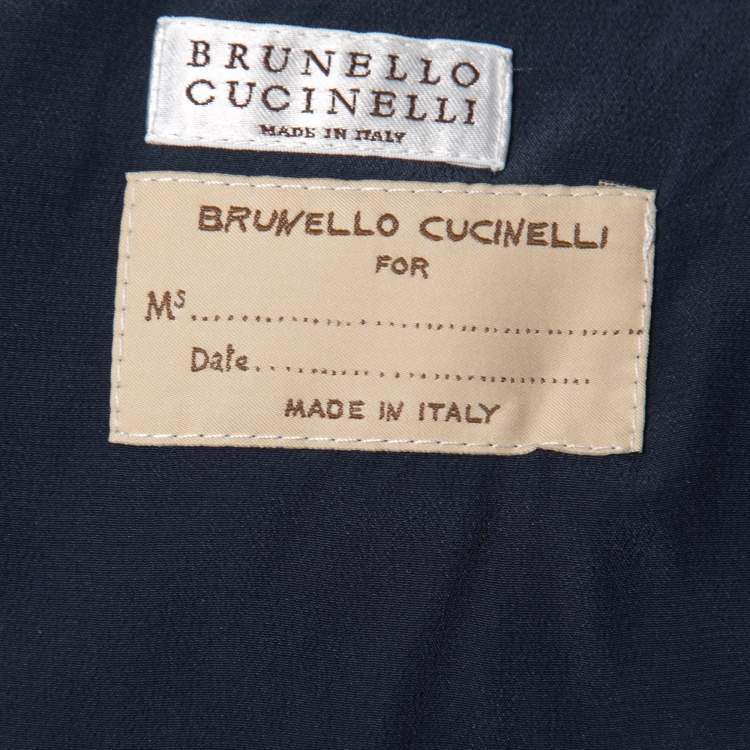 Pre Owned Brunello Cucinelli Charcoal Grey Striped Linen-Blend Blazer S