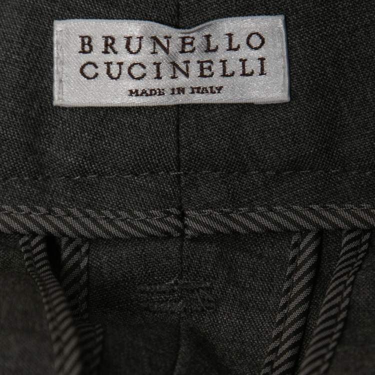 Pre Owned Brunello Cucinelli Grey Wool Slim Fit Trousers S