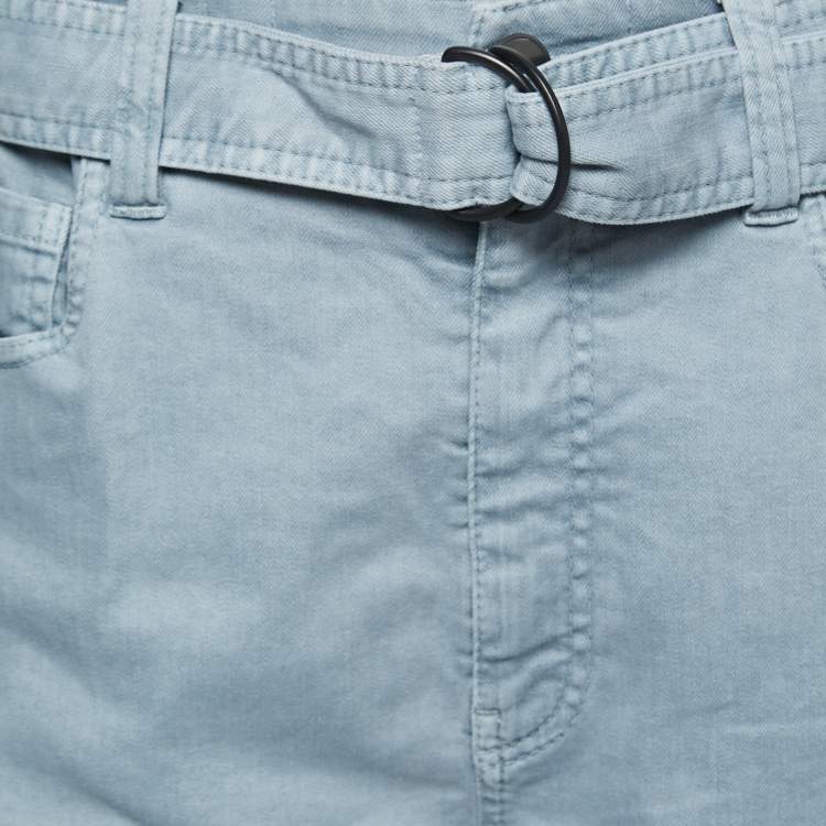 Pre Owned Brunello Cucinelli Blue Denim Paper Bag Jeans S Waist 30"