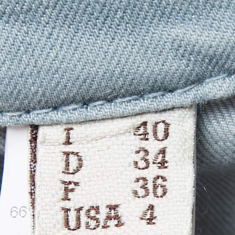 Pre Owned Brunello Cucinelli Blue Denim Paper Bag Jeans S Waist 30"