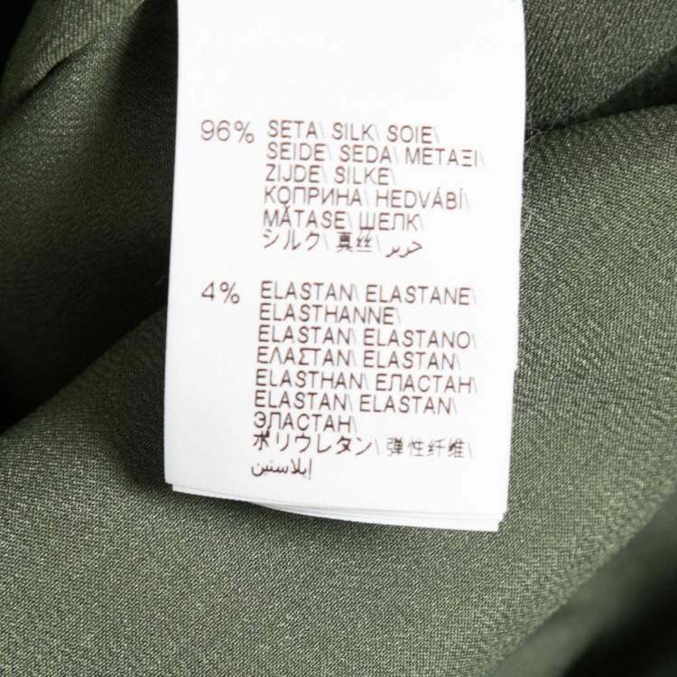 Pre Owned Brunello Cucinelli Green Silk Embellished Button Front Shirt S