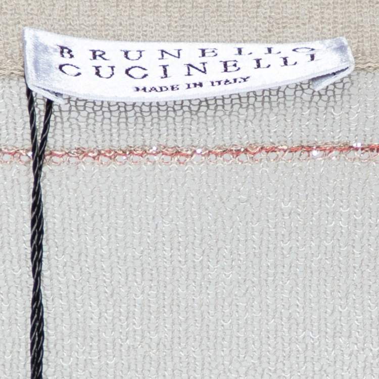 Pre Owned Brunello Cucinelli Beige Lurex Cotton Knit Top XL