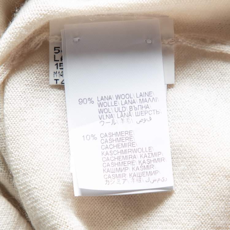 Pre Owned Brunello Cucinelli Light Cream Wool & Cashmere Round Neck Sweater L