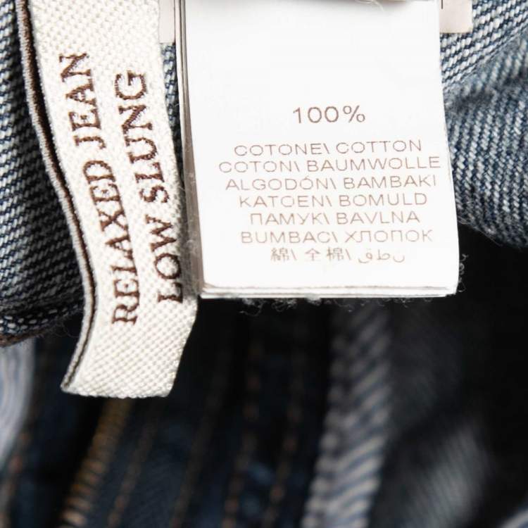 Pre Owned Brunello Cucinelli Blue Faded Denim Destroyed Low Slung Relaxed Jeans S