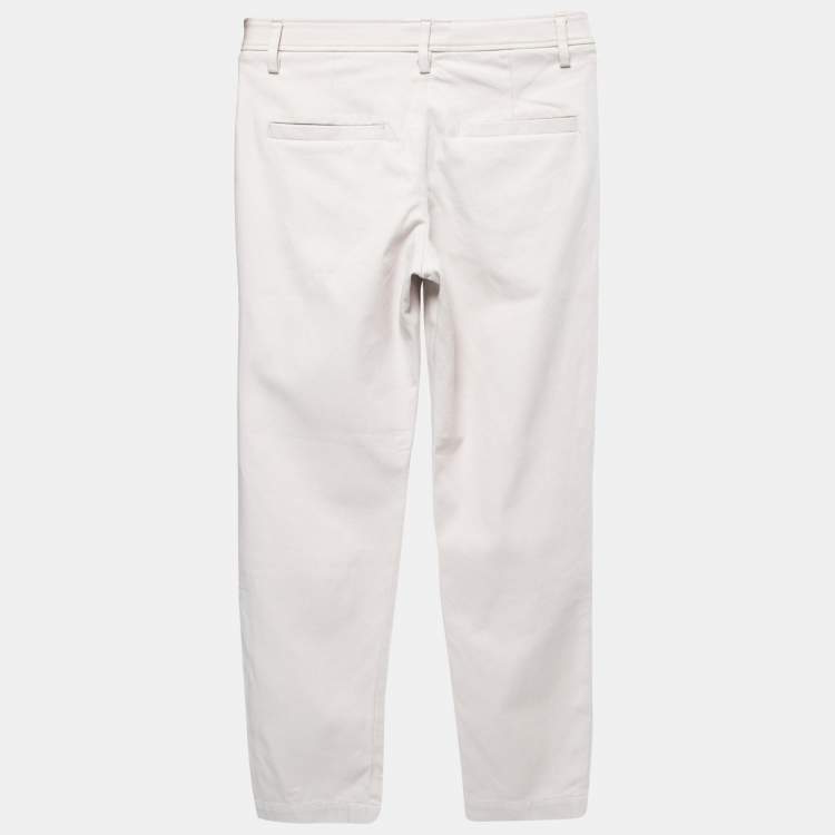 Pre Owned Brunello Cucinelli Off White Cotton Trousers S