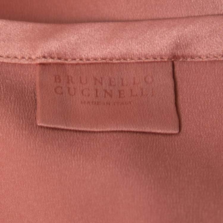 Pre Owned Brunello Cucinelli Pink Silk V-Neck Tank Top XXS