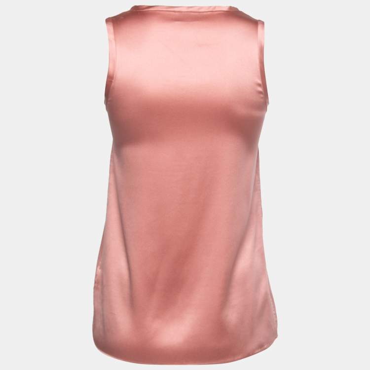 Pre Owned Brunello Cucinelli Pink Silk V-Neck Tank Top XXS
