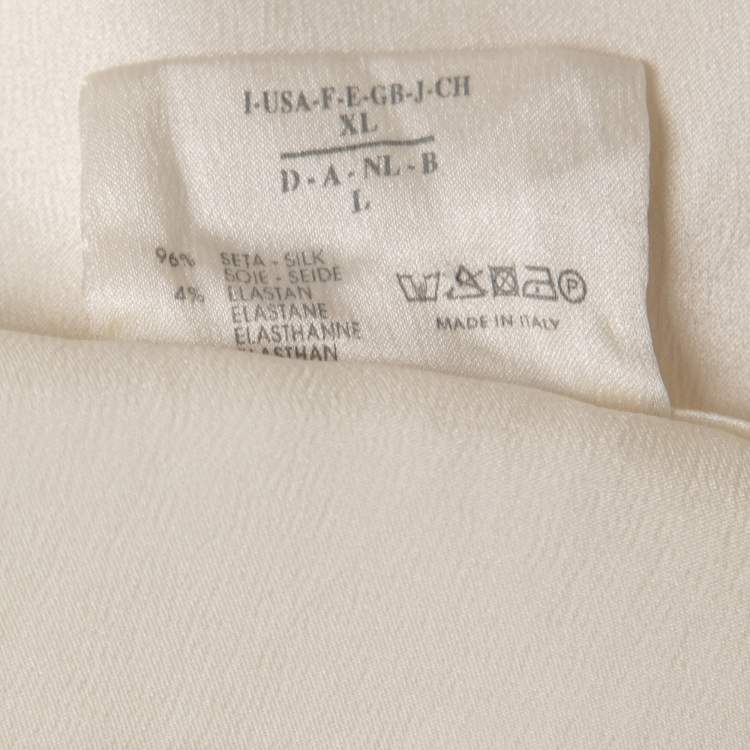 Pre Owned Brunello Cucinelli Cream Satin Silk V-Neck Sleeveless Blouse L