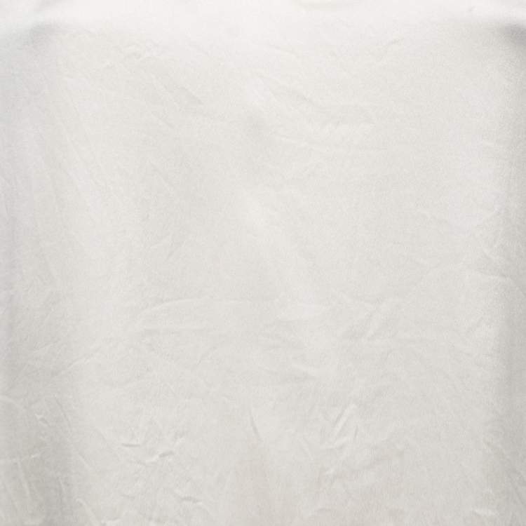 Pre Owned Brunello Cucinelli Cream Satin Silk V-Neck Sleeveless Blouse L