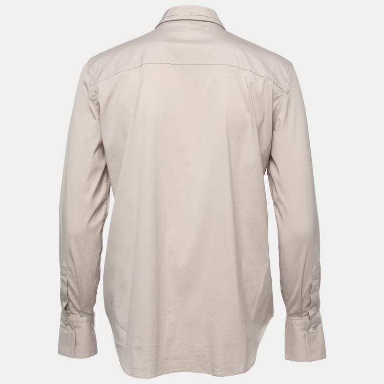 Pre Owned Brunello Cucinelli Beige Cotton Stretch Button Front Shirt XS