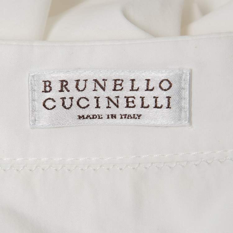 Pre Owned Brunello Cucinelli  White Cotton Embellished Tunic Dress XS