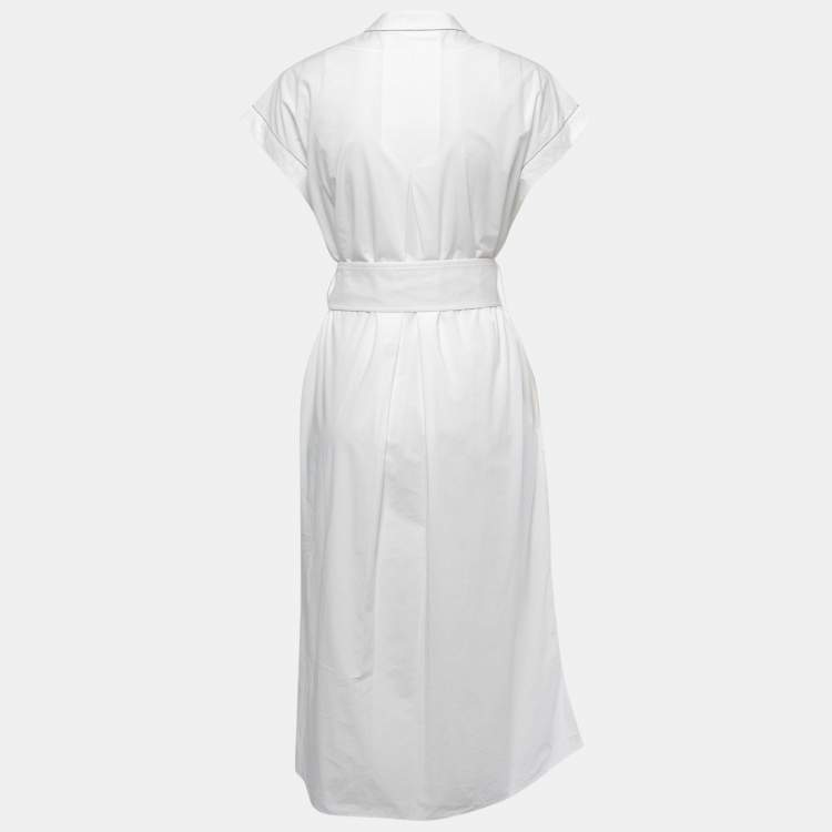 Pre Owned Brunello Cucinelli  White Cotton Embellished Tunic Dress XS