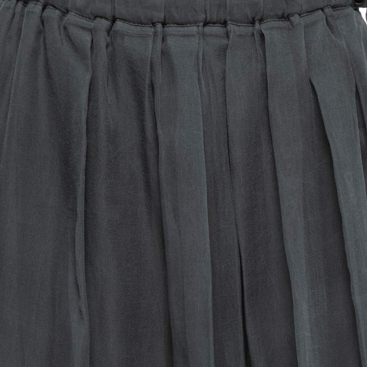 Pre Owned Brunello Cucinelli Grey Silk Midi Skirt S