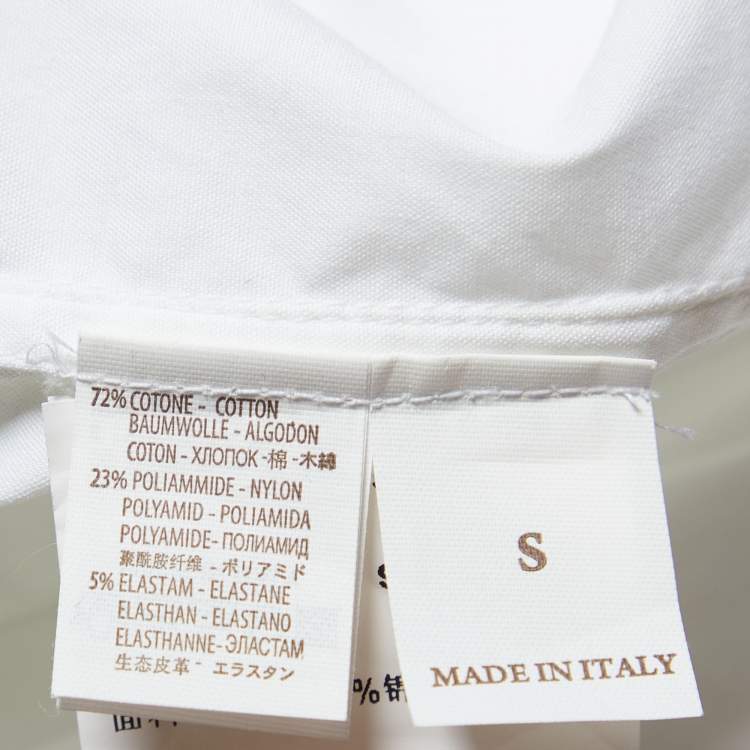 Pre Owned Brunello Cucinelli White Cotton Monili Detail Collarless Shirt S