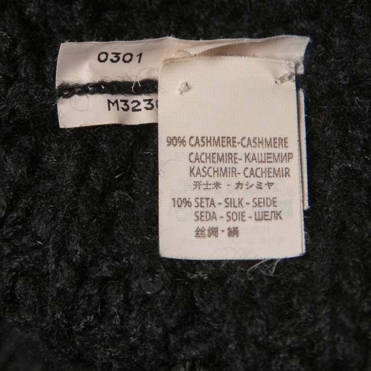 Pre Owned Brunello Cucinelli Black Sequined Cashmere Asymmetrical Knit Top L