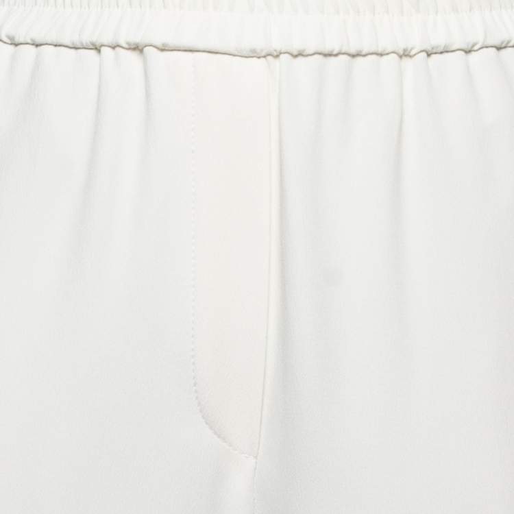 Pre Owned Brunello Cucinelli White Crepe High Waist Tailored Pants M