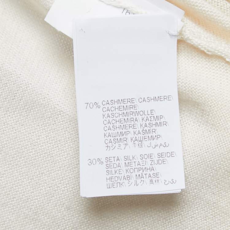 مملوكة مسبقًا Brunello Cucinelli White Cashmere Embellished V-Neck Jumper L
