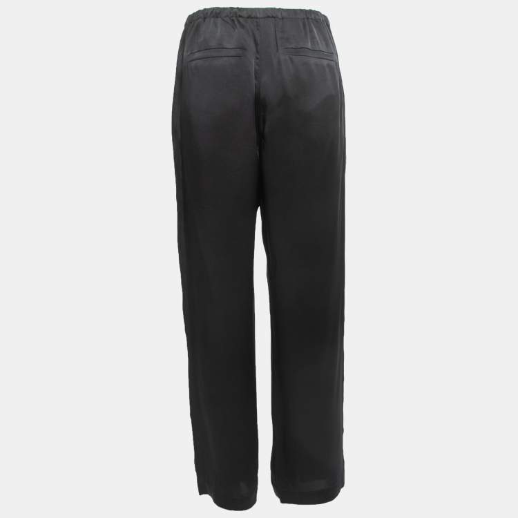 Pre Owned Brunello Cucinelli Black Satin Side Stripe Detail Trousers S