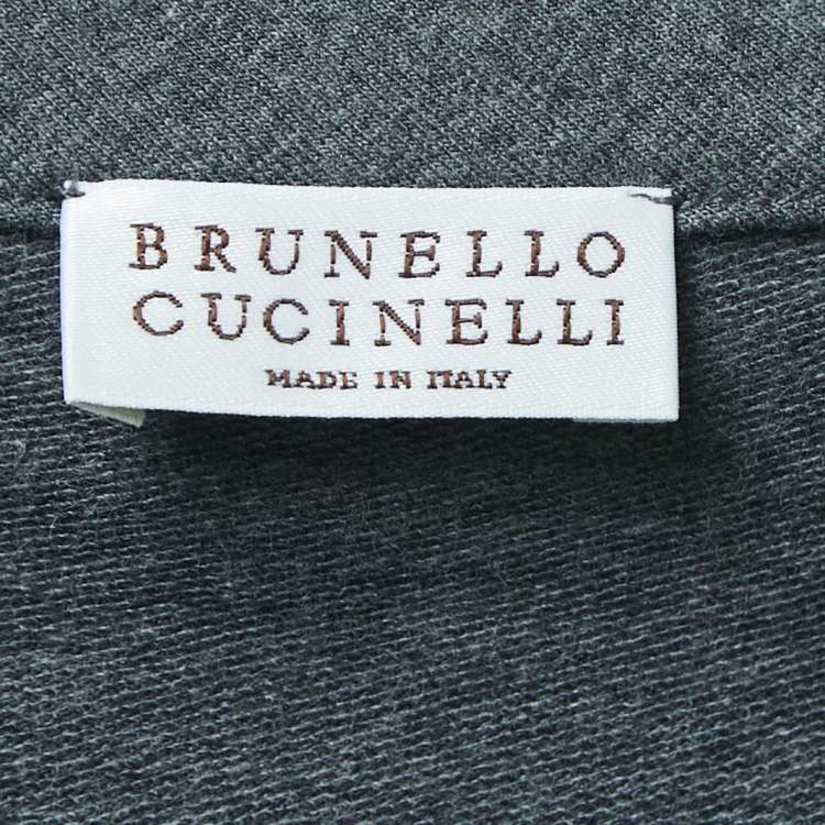Pre Owned Brunello Cucinelli Grey Logo Embroidered Cotton Sleeveless Short Dress XXL