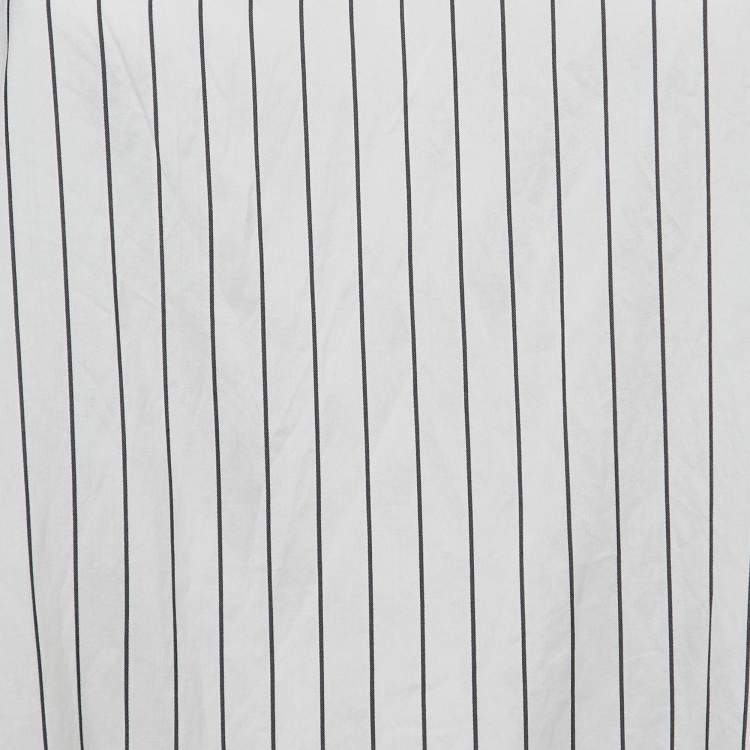 Pre Owned Brunello Cucinelli Off White Striped Sleeveless A-Line Blouse M