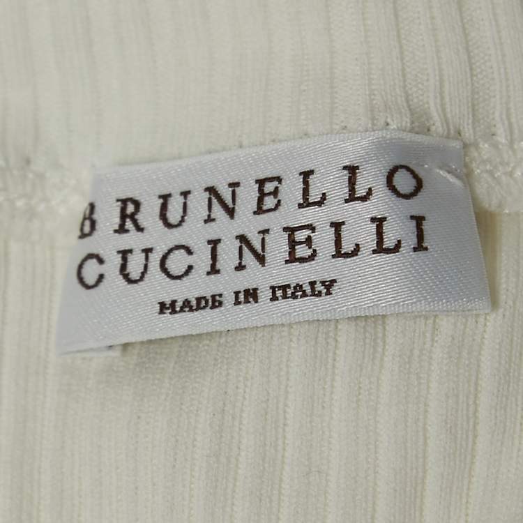 Pre Owned Brunello Cucinelli White Rib-Knit Tank Top L