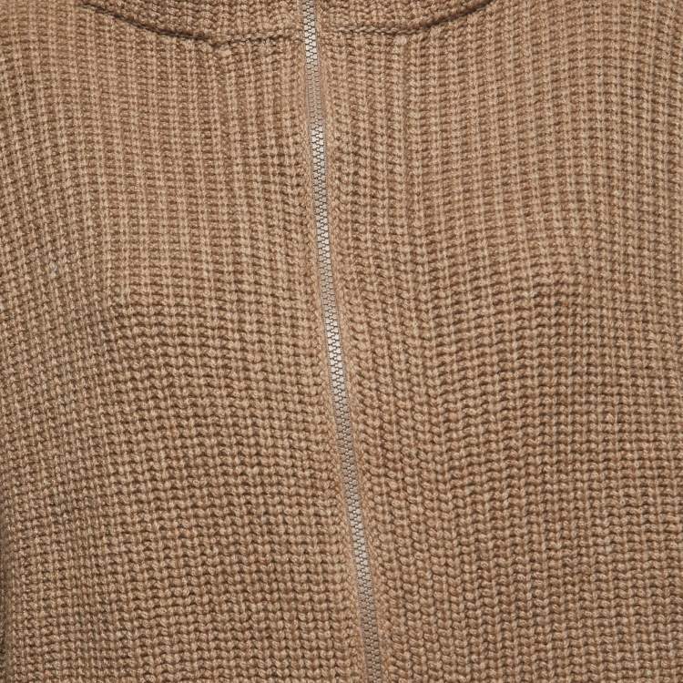 Pre Owned Brunello Cucinelli Brown Cashmere Zip-Up Jacket XL