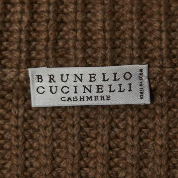 Pre Owned Brunello Cucinelli Brown Cashmere Zip-Up Jacket XL