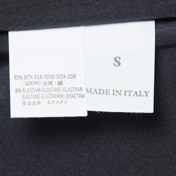 Pre Owned Brunello Cucinelli Grey Stretch Silk Long Sleeve Blouse S