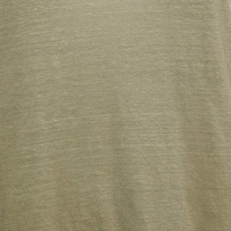 Pre Owned Brunello Cucinelli Green Linen Blend Beaded Sleeveless Top XS