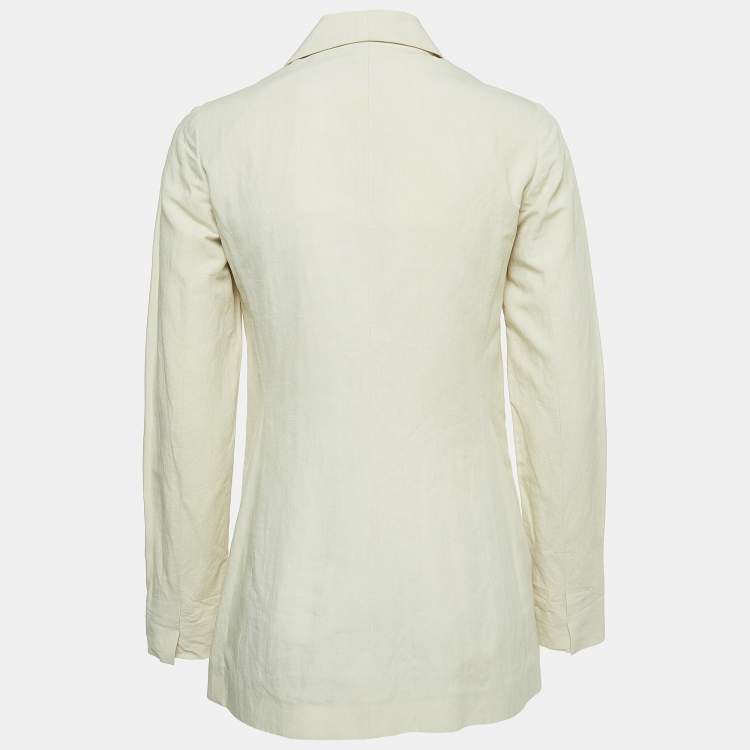 Pre Owned Brunello Cucinelli Cream Linen Blend Silk Interlined Blazer S