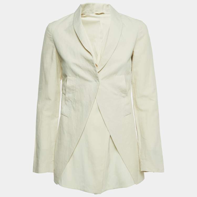 Pre Owned Brunello Cucinelli Cream Linen Blend Silk Interlined Blazer S