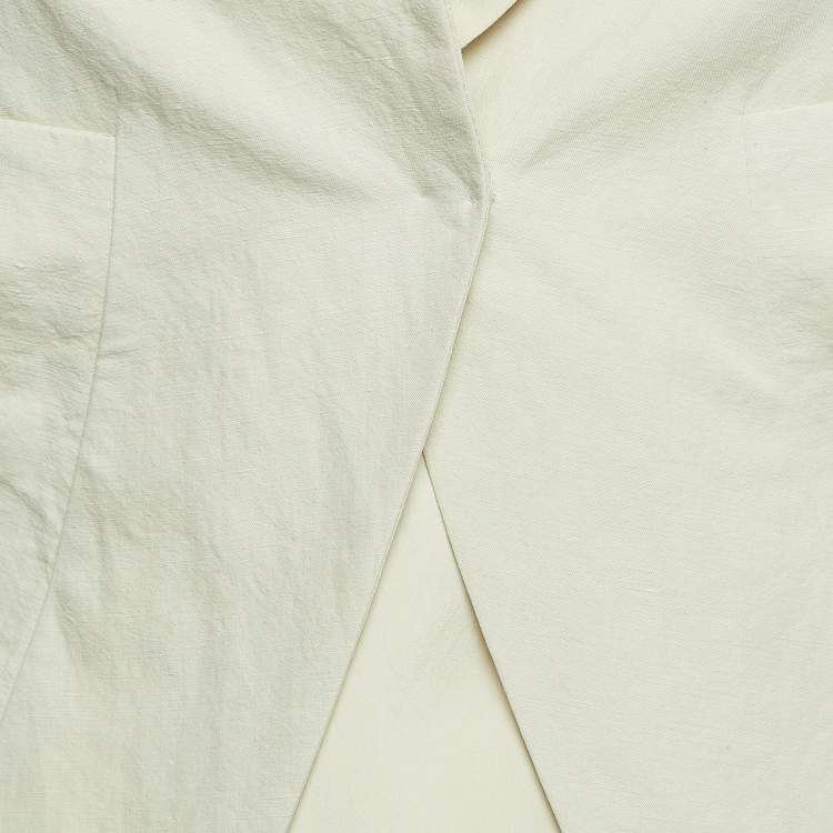 Pre Owned Brunello Cucinelli Cream Linen Blend Silk Interlined Blazer S