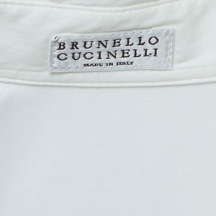 Pre Owned Brunello Cucinelli Off White Embellished Cotton Blend Button Front Shirt XS