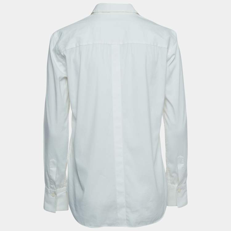 Pre Owned Brunello Cucinelli Off White Embellished Cotton Blend Button Front Shirt XS